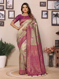 Pink tissue silk saree