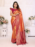 Orange Designer Banarasi Tissue Silk Saree