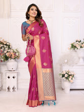 Dark Pink Lichi Soft Silk Saree