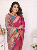 Dark Pink Lichi Soft Silk Saree