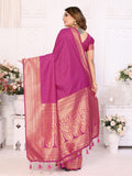Dark Pink Soft Silk Saree with Matching Silk Blouse