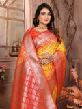 Yellow Summer Special Pure Lichi Silk Designer Saree