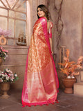 Orange Handloom Tissue Silk Saree For Wedding