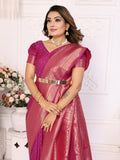 Dark Pink Soft Silk Saree with Matching Silk Blouse