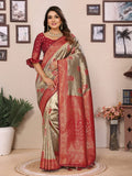 Red tissue silk saree