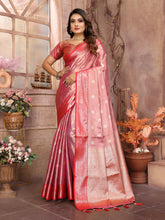 Pink Handloom Tissue Silk Sarees with Zari Weaving Designs