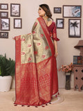 Red tissue silk saree