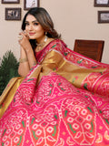 Mustard Pure Banarasi Tissue Silk Saree with Patola Woven Borders