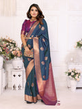Firozi Lichi Soft Silk Saree