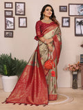 Red tissue silk saree