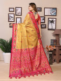 Mustard Pure Banarasi Tissue Silk Saree with Patola Woven Borders