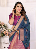 Firozi Lichi Soft Silk Saree