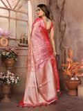 Pink Handloom Tissue Silk Sarees with Zari Weaving Designs