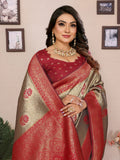 Red tissue silk saree