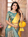 Golden Patola Silk Sarees With Pure Banarasi Tissue Silk