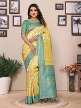 Yellow tissue silk saree