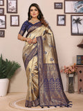Blue tissue silk saree