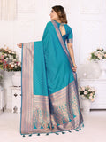Blue Soft Silk Saree with Matching Silk Blouse