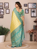Yellow tissue silk saree