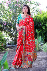 Red Panetar Dola Silk Saree