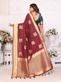 Maroon Lichi Soft Silk Saree For Weddings