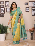 Yellow tissue silk saree