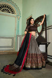 Gray Color Kashmiri Print Tussar Silk Lehenga Choli