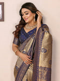 Blue tissue silk saree
