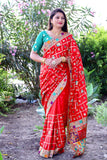 Red Panetar Dola Silk Saree