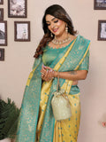 Yellow tissue silk saree