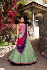 Sea Green vichitra Silk Lehenga Choli