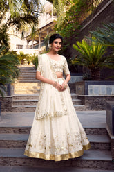 Off white Silver Glosy Lehenga Set
