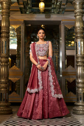 Maroon Gold Crush Lehenga Choli