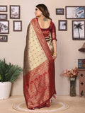 Peach tissue silk saree