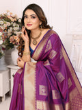 Purple Lichi Soft Silk Saree For Weddings