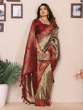 Peach tissue silk saree