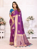 Purple Lichi Soft Silk Saree For Weddings
