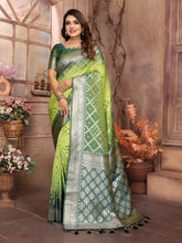 Green Summer Special Pure Lichi Silk Designer Saree