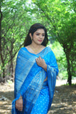 Blue Handmade Bandhej Kanjivaram Silk Saree