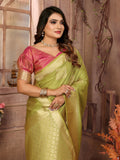 Green Lichi Soft Silk Saree For Weddings
