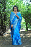 Blue Handmade Bandhej Kanjivaram Silk Saree