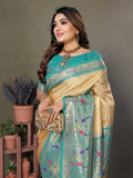 Pista Pure Banarasi Tissue Silk Saree