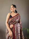 Black Digital Print Semi Silk Saree with Soft Weaves