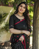 Black Bandhej Silk Saree with Zari Weaving