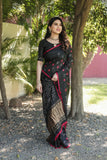 Black Bandhej Silk Saree with Zari Weaving