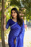Blue Bandhej Silk Saree with Bandhej Border
