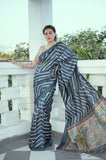 Blue Digital Printed Soft Silk Partywear Saree