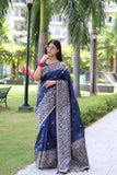 Blue Bangalore Handloom Raw Silk Saree with Running Blouse