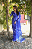 Blue Bandhej Silk Saree with Bandhej Border
