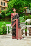 Black Raw Silk Two tone Weaving saree